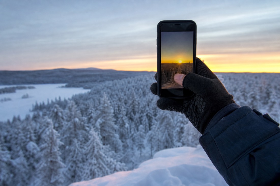 Snow-covered Finnish Lapland landscape in natural winter light