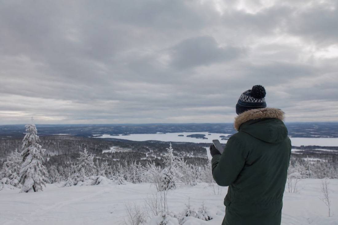 Snow-covered Finnish Lapland landscape in natural winter light
