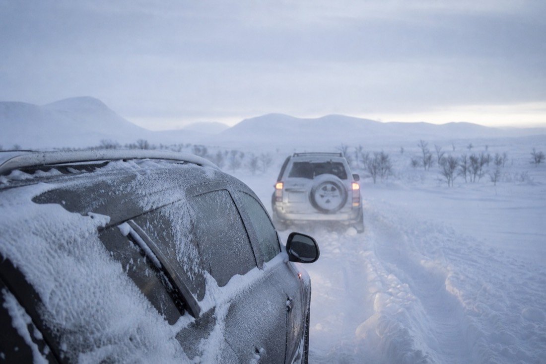 Snow-covered Finnish Lapland landscape in natural winter light