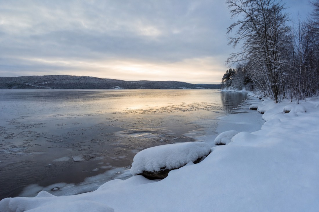 Snow-covered Finnish Lapland landscape in natural winter light