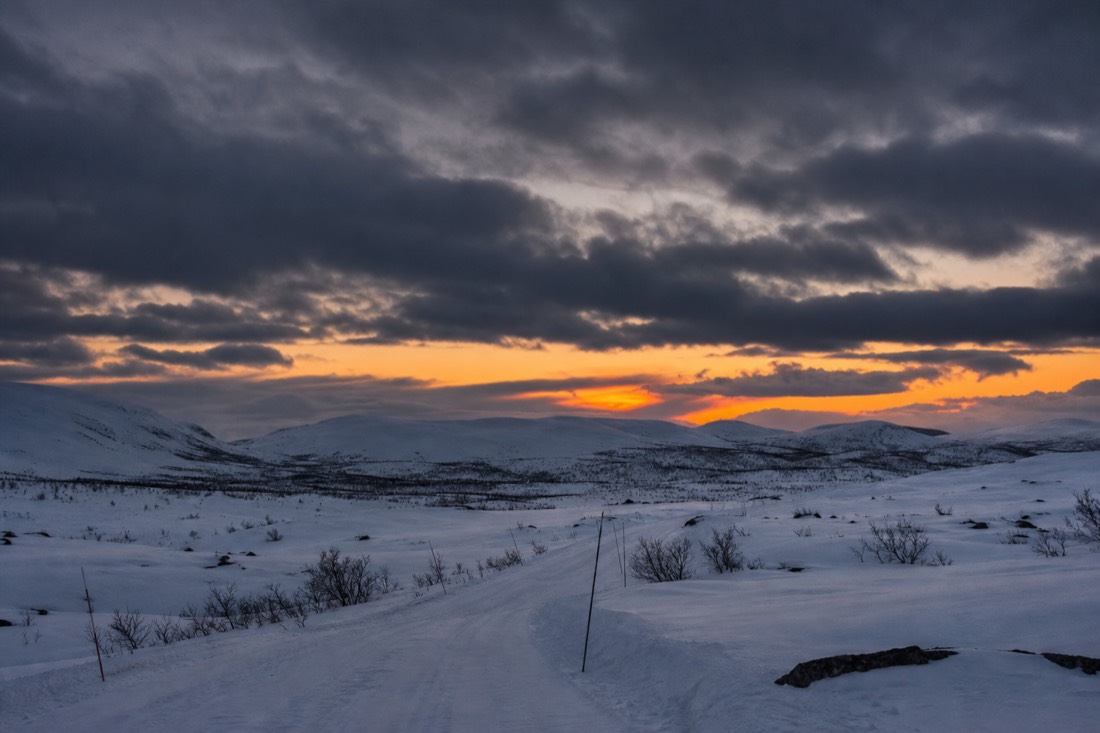 Snow-covered Finnish Lapland landscape in natural winter light