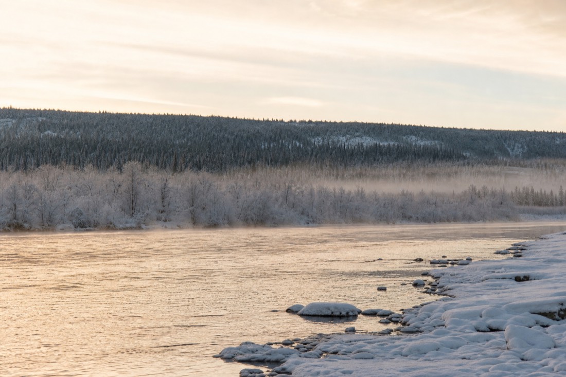 Snow-covered Finnish Lapland landscape in natural winter light