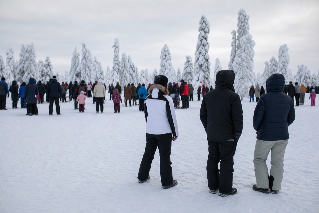 Snow-covered Finnish Lapland landscape in natural winter light