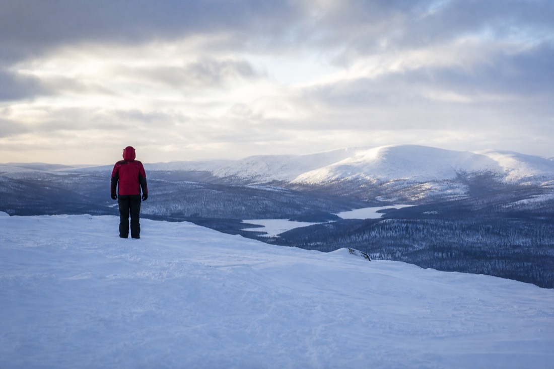 Snow-covered Finnish Lapland landscape in natural winter light